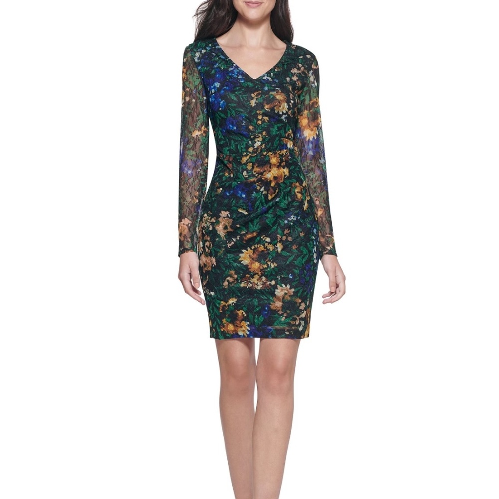 Guess Printed Lace Sheath Dress